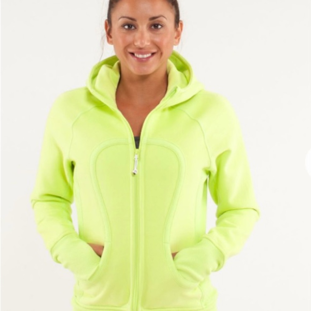 lululemon Scuba Women’s athletica Neón Green Jacket Hooded Full Zip Sz  8 - Picture 3 of 16